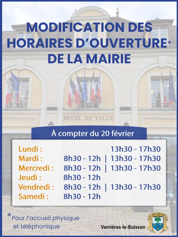 Nouveaux horaires de la Mairie