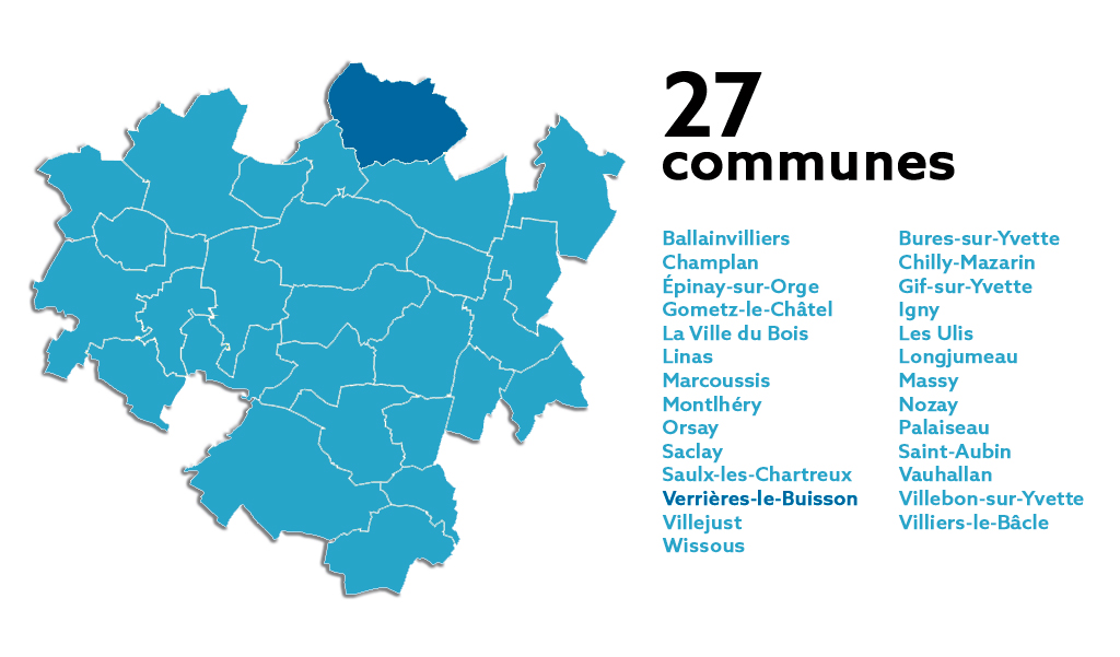 Communes composant l'agglomération Paris-Saclay