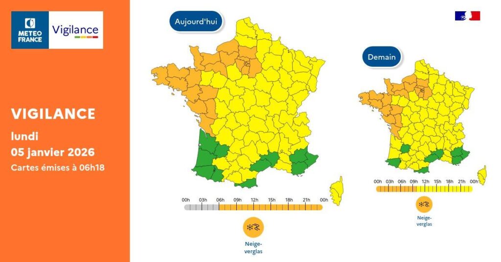 Vigilance Neige et Verglas 5 et 6 Janvier